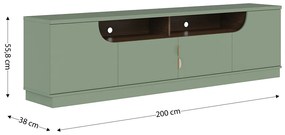 Bancada Tv de 75 Polegadas 4 Portas Karol 200cm C04 - D'Rossi - Verde Pistache e Amêndoa