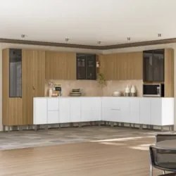 Armário de Cozinha CP08 Com Tampo 120cm Minsk Branco/Freijó Z06 - Mpoz