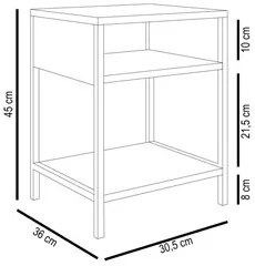 Mesa de Cabeceira Estilo Industrial Plaza L03 Branco - Mpozenato