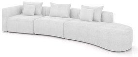 Sofá Curvo Decorativo Kimiko 437Cm 5 Lugares Sala de Estar com Chaise Bouclê Branco G52 - Gran Belo