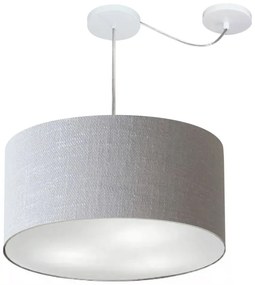 Lustre Pendente Cilíndrico Com Desvio Md-4251 Cúpula em Tecido 50x30cm Rustico Cinza - Bivolt