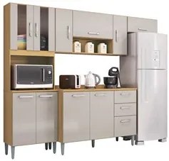 Armário de Cozinha Compacta e Balcão para Pia com Tampo 244cm Livy P11