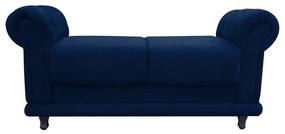 Kit 02 Recamier Barcelona Namoradeira Calçadeira Suede Azul Marinho - D'Rossi