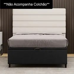 Base para Cama Box Baú Casal 138x188cm Hit I02 Suede Preto - Mpozenato