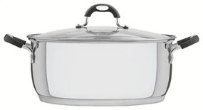 Caçarola Tramontina Astro Rasa Aço Inox Tampa de Vidro 30 cm 8,5 Litros