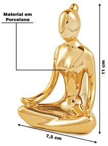 Escultura Decorativa de Yoga em Porcelana 1 Dourado G39 - Gran Belo