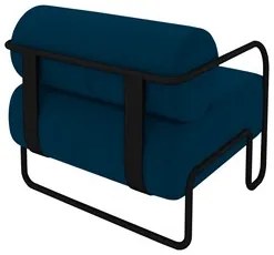 Poltrona Decorativa para Sala Industrial Kit 2 Kira K04 Veludo Azul -