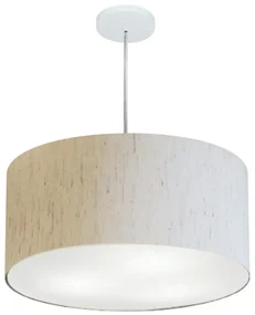 Pendente Cilíndrico Linho Bege MJ-4219 Para Mesa de Jantar e Estar