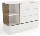 Comoda 04 Gavetas Lateral de Vidro G260BR Branco Kappesberg