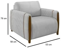 Poltrona Decorativa para Sala de Estar 98cm Amaranto M22 Veludo Cinza