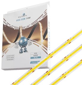 Fita De Led Cob 14W Por Metro 24V Irc90 5 Metros - LED BRANCO FRIO (6000K)