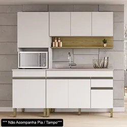 Armário de Cozinha 3 Peças Balcão 150cm sem Tampo Lina13 K02 Supremo/F