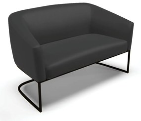 Sofá 2 Lugares Namoradeira Industrial Preto Stella Sintético D03 - D'Rossi - Preto