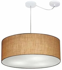 Lustre Pendente Cilíndrico Com Desvio de Centro Vivare Md-4266 Cúpula em Tecido 60x21cm - Bivolt