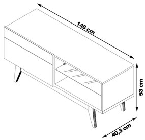 Rack Bancada 1 Gaveta 146cm Amy Branco Acetinado G29 - Gran Belo