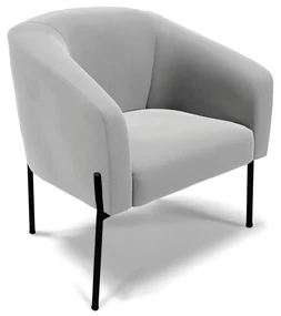 Poltrona PĂ© de Ferro Preto Sala de Estar Stella Suede D03 - D'Rossi - Cinza