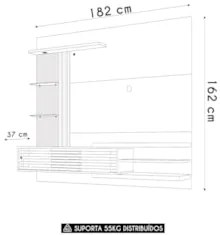 Painel TV 55 Pol e Bancada Suspensa Veena Z10 Off/Calacata - Mpozenato