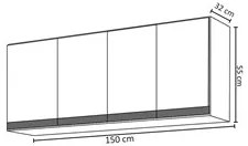 Armário Aéreo 150cm 4 Portas Andréia Branco - AJL Móveis