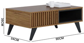 Mesa de Centro Para Sala Retangular 1 Nicho karin C04 - D'Rossi - Noce Milano e Preto Fosco