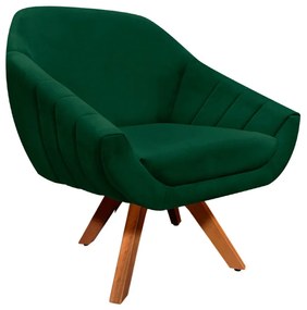 Poltrona Giratória Giovana Suede Verde Base Madeira MM30 D'Rossi