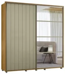 Guarda Roupa Casal 230cm Com Espelho Verbena Opala/Cumaru Z10 - Mpozen