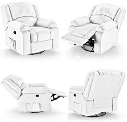 Poltrona do Papai Reclinável Pietra Glider Giratória FH9 PU Branco - M