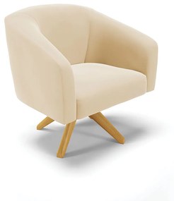 Poltrona Decorativa Giratória MA30 Stella Suede D03 - D'Rossi - Bege