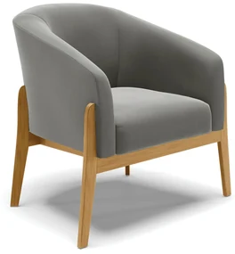 Poltrona Decorativa Base de Madeira Stella Suede Grafite D03 - D'Rossi