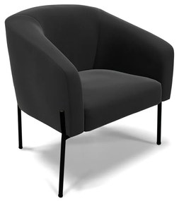 Poltrona Decorativa Pé de Ferro Preto Stella Suede D03 - D'Rossi - Preto