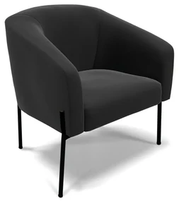 Poltrona Decorativa Pé de Ferro Preto Stella Suede D03 - D'Rossi - Preto