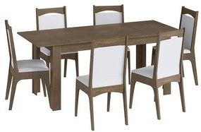 Conjunto Completo Jantar Cozinha Mesa Elástica 6 Cadeiras - Ameixa Negra/Branco