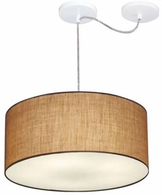 Lustre Pendente Cilíndrico Com Desvio de Centro Vivare Md-4151 Cúpula em Tecido 50x25cm - Bivolt