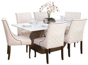 Conjunto Sala de jantar Mesa Bonnie com 6 Cadeiras Judy - Wood Prime 38711