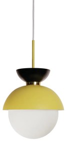 Pendente Bibelô Ø32X33,5Cm Globo 25Cm 1Xe27 / Anel Distanciador Cobre... (CB-M / PT - Cobre Metálico / Preto Texturizado)