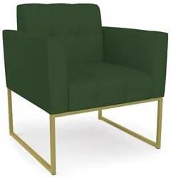 Poltrona Decorativa Base Industrial Dourado Ana Veludo Luxo Verde - Ib