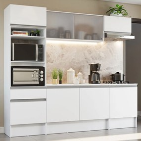 Armário de Cozinha Completa 240cm Branco Topazio Madesa Cor:Branco