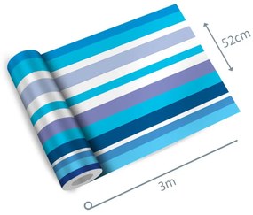 Papel de Parede listrado roxo branco e azul 0.52m x 3.00m