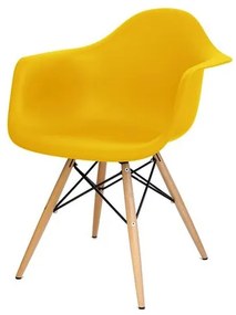 Cadeira Eames com Braco Base Madeira Amarelo Fosco - 24500 Sun House