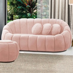 Sofá 2 Lugares com Poltrona Giratória Orgânica Cloud Bouclê E03 - D'Rossi - Rose