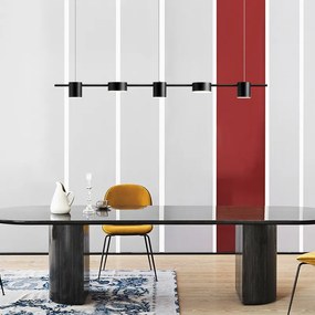 Pendente Moderna sala de estar led lustres mesa jantar lustre teto cozinha pendurado luminária regulável iluminação interior lâmpada - 3 heads black - China | switch control | Branco quente