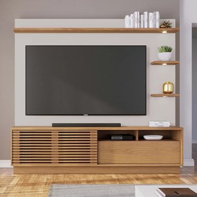 Estante de TV 70 Polegadas 200cm com Led Lidia C04 - D'Rossi - Freijó e Off White Matte