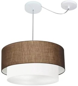 Lustre Pendente Duplo Cilíndrico Com Desvio de Centro Vivare Md-4361 Cúpula em Tecido 50x40cm - Bivolt