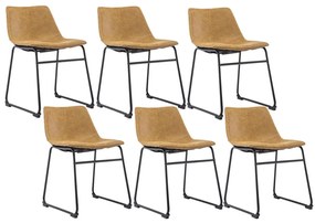 Kit 06 Cadeiras Decorativa Sala de Estar Recepção Fixa Maia PU Sintético Caramelo - Gran Belo