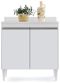 Balcão de Cozinha Lavanderia com Tampo 02 Portas Sara 80 cm - D'Rossi - Branco