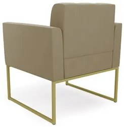 Poltrona Decorativa Base Industrial Dourado Ana Suede Marrom RT - Ibiz