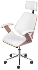 Cadeira Office Braga Alta Courino Branco com Base Relax Cromada - 69645 Sun House