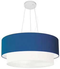 Lustre Pendente Duplo Cilíndrico Vivare Md-4082 Cúpula Tecido 60x50cm - Bivolt