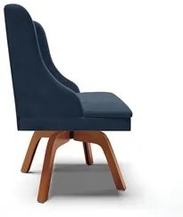 Kit 6 Cadeiras Estofadas Giratória para Sala de Jantar Lia Suede Azul