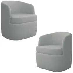 Kit 2 Poltronas Giratória Decorativa para Sala Dandara K04 Bouclê Cinz