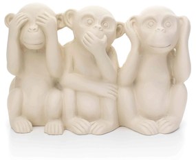 Escultura Decorativa Macacos em Cimento Bege 11x17,5x7,5 cm - D'Rossi